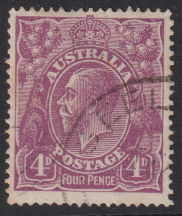AUSTRALIA - 1921 KGV Single Wmk 4d 'VIOLET' SG64 VFU Cv £15 [E9306]
