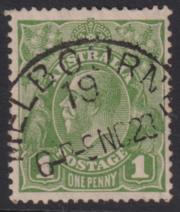 AUSTRALIA - 1928 KGV SM Wmk 1d 'GREEN' Die 2 SG95b FU Cv £80 [E9307]