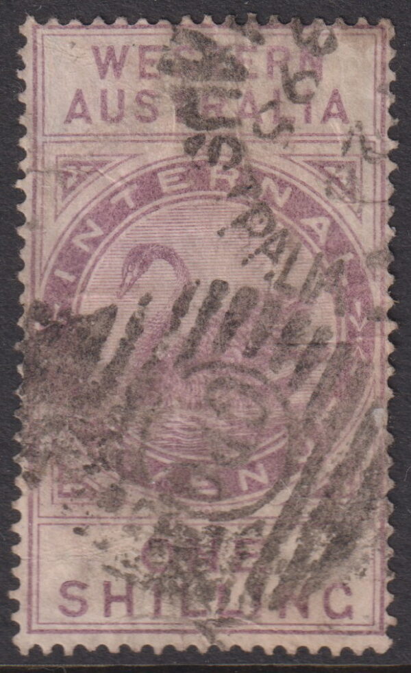 WESTERN AUSTRALIA - 1893 1/- Dull PURPLE  SG F15 Used Cv £40 [E9325]