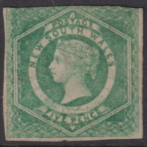 NEW SOUTH WALES - 1855 5d Dull GREEN Imperf DIADEM  SG 88 Used Cv £650 [E9457]