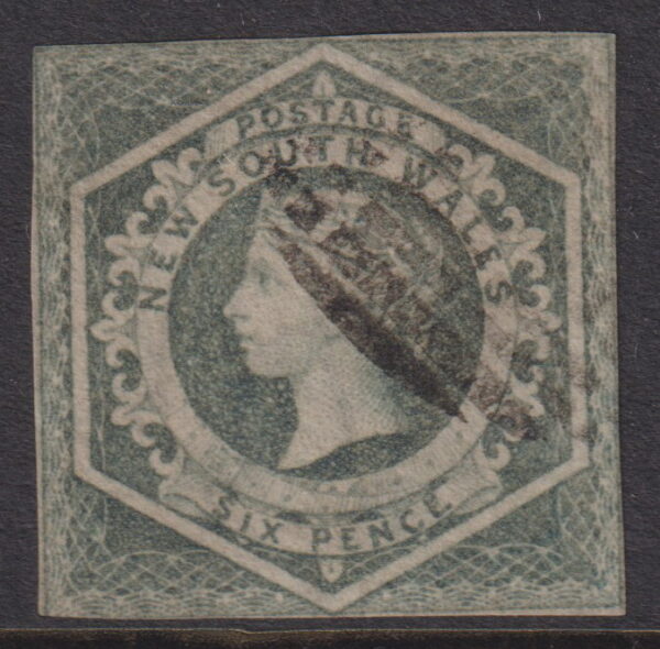 NEW SOUTH WALES - 1854 6d Greenish-GREY Imperf DIADEM  SG 90 GU Cv £40 [E9463]