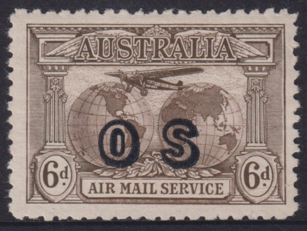 AUSTRALIA - 1932 6d SEPIA Airmail OS  SG 139a MLH Cv £32 [E9490]