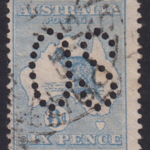 AUSTRALIA - 1914 ROO 1st Wmk 6d 'BLUE' Lge OS SGØ8 GU Cv £20 [E9498]