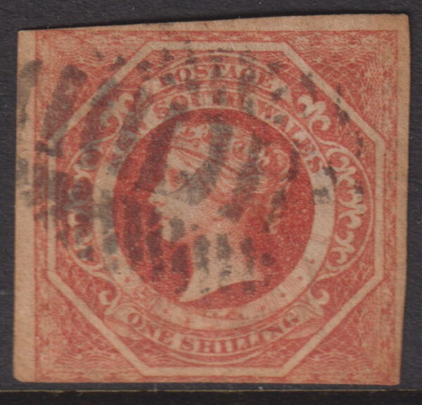 NEW SOUTH WALES - 1854 1/- Brownish RED Imperf DIADEM  SG 101 GU Cv £95 [E9501]