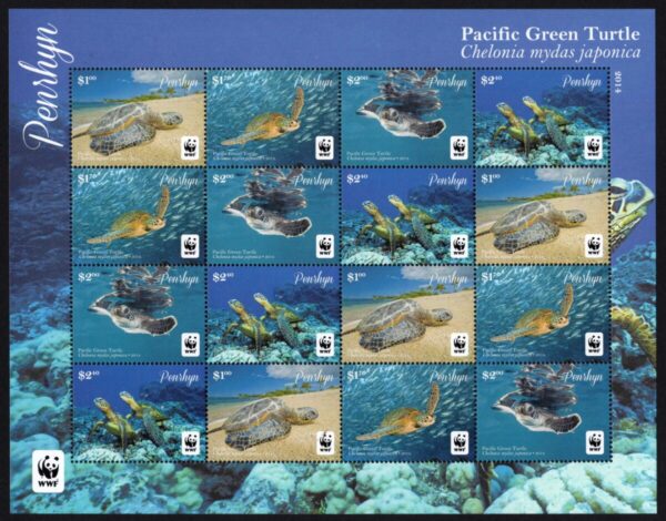 PENRHYN - 2014 WWF 'PACIFIC GREEN TURTLE' Sheetlet MNH [E9658]
