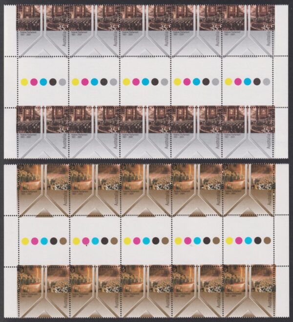 AUSTRALIA - 2001 'CENTENARY OF FEDERAL PARLIAMENT' Gutter strips MNH [E9860]