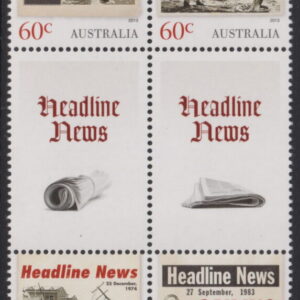AUSTRALIA - 2013 'HEADLINE NEWS' Gutter Set of 4 MNH [E9843]
