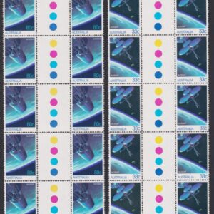 AUSTRALIA - 1986 'AUSSAT NATIONAL COMMUNICATIONS' Gutter strip MNH [F0398]