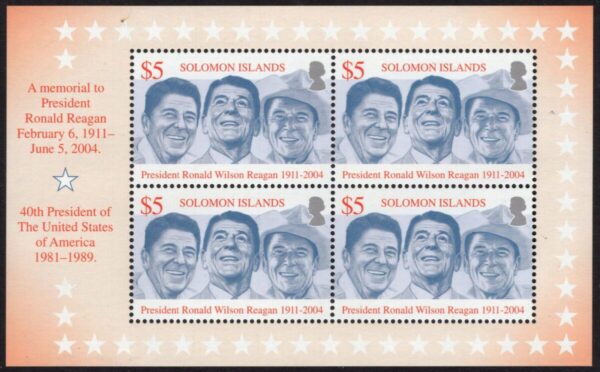 SOLOMON ISLANDS - 2004 'RONALD REAGAN COMMEMORATION' Miniature Sheet MNH [E9562]