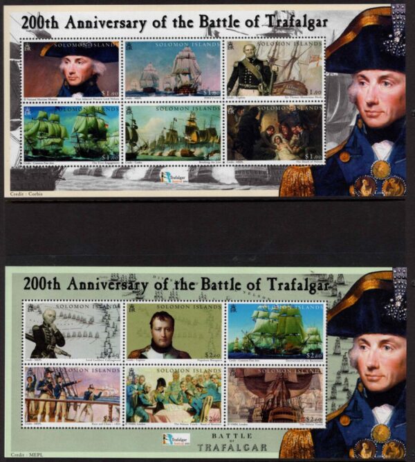 SOLOMON ISLANDS - 2005 'BICENTENARY OF BATTLE TRAFALGAR' Miniature Sheet Set of 4 MNH [E9566]