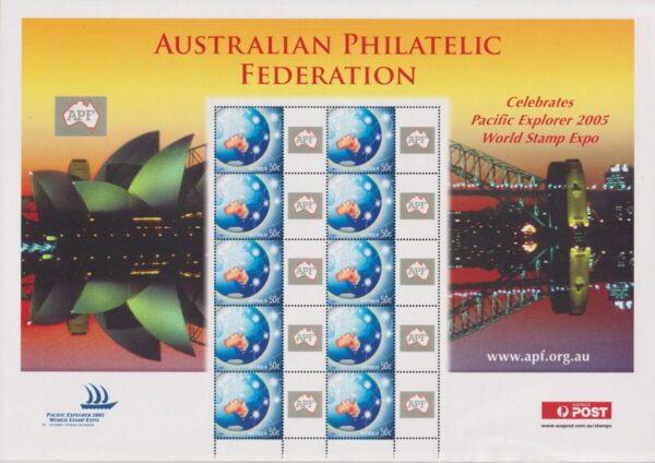 AUSTRALIA - 2005 'APF - Pacific Explorer World Stamp Expo' Sheetlet MNH [E9971]