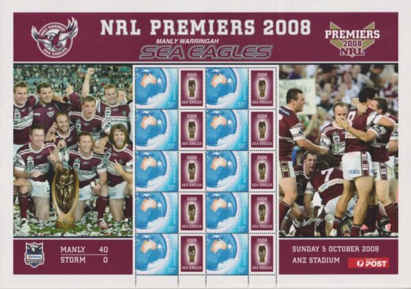 AUSTRALIA - 2008 'NRL PREMIERS - Manly Sea Eagles' Sheetlet MNH [F0047]