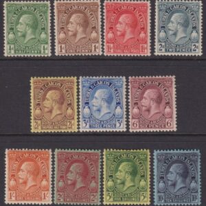 TURKS & CAICOS - 1928 Set to 10/- PURPLE (Blue)  SG 176/86 MLH Cv £80 [E9735]