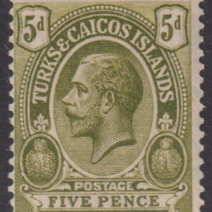 TURKS & CAICOS - 1913 5d Pale OLIVE (Green)  SG 135 MH Cv £80 [E9738]