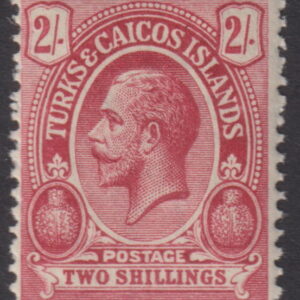 TURKS & CAICOS - 1919 2/- RED (Greenish White)  SG 138a MNH Cv £34 [E9741]