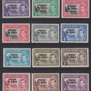 TRISTAN Da CUNHA - 1952 Set to 10/- PURPLE O/Print  SG 1/12 MLH Cv £140 [E9748]