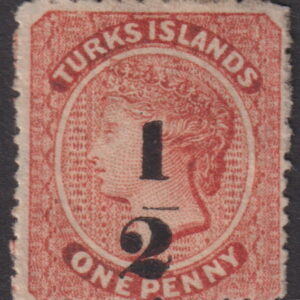 TURKS ISLANDS - 1881 ½d O/Print on 1d Dull RED  SG 17 MH Cv £65 [E9769]