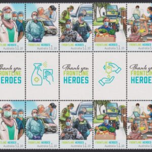 AUSTRALIA - 2021 'FRONTLINE HEROS' Gutter strip MNH [F0296]