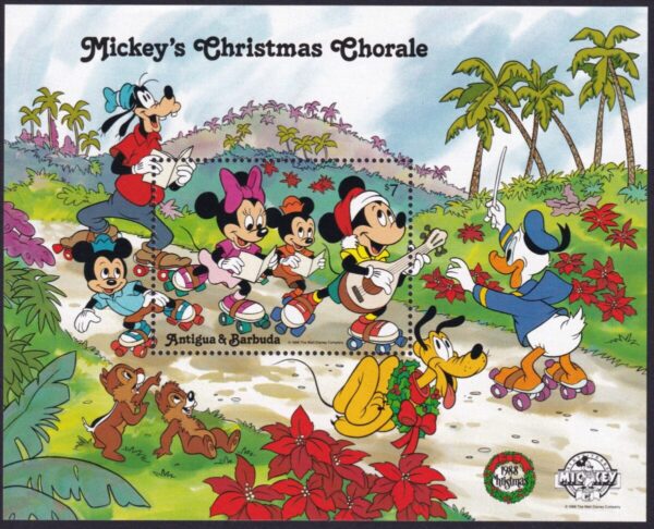 DISNEY - Antigua & Barbuda - 1988 'MICKEY'S CHRISTMAS CHORALE' Miniature Sheet MNH [F0866]