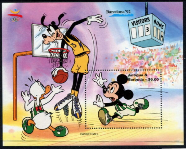 DISNEY - Antigua & Barbuda - 1992 'BARCELONA OLYMPICS BASKETBALL TEAM' Miniature Sheet MNH [F0865]