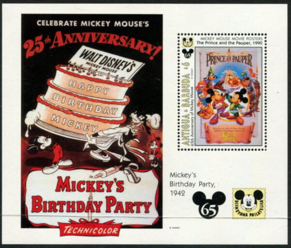 DISNEY - Antigua & Barbuda - 1993 'MICKEY'S BIRTHDAY PARTY' Miniature Sheet MNH [F0868]