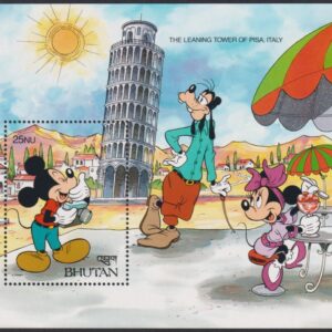 DISNEY - Bhutan - 1991 'WONDERS OF THE WORLD - Leaning Tower' Miniature Sheet MNH [F0917]