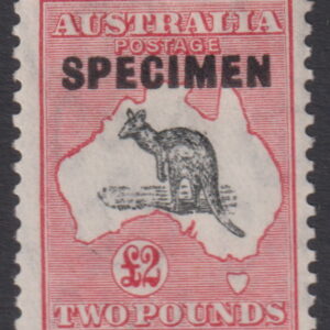 AUSTRALIA  Roos - 1934 CofA Wmk £2 SPECIMEN   SG 138s MH Cv $150 [F0211]
