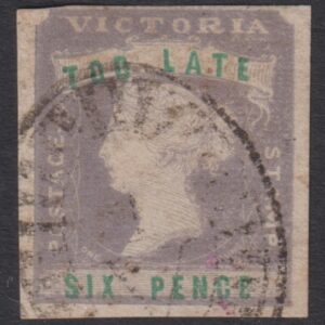 VICTORIA - 1854 (6d) TOO LATE  SG 33 FU Cv £250 [F0214]