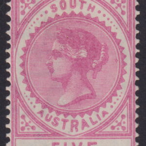 SOUTH AUSTRALIA - 1886 5/- ROSE-PINK P12.5  SG 196a MLH Cv £130 [F0216]