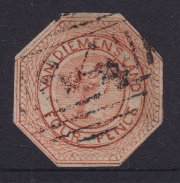 TASMANIA - 1853 4d RED-ORANGE  SG 7 Used Cv £475 [F0222]