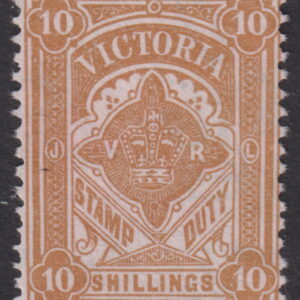 VICTORIA - 1912 10/- BROWN  MNG Fiscal [F0257]
