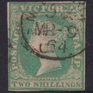 VICTORIA - 1854 2/- Dull Bluish GREEN  SG 95 FU Cv £250 [F0275]
