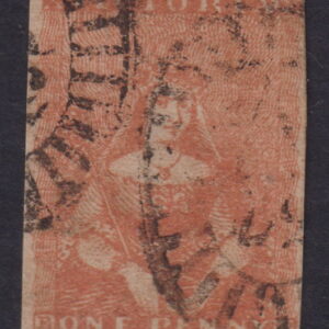 VICTORIA - 1850 1d Dull ORANGE-VERMILION  SG 8 Used Cv £700 [F0279]