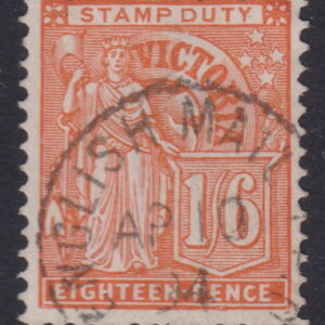 VICTORIA - 1893 1/6- (18d) RED-ORANGE  SG 323 VFU Cv £14 [F0285]