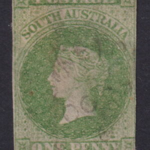 SOUTH AUSTRALIA - 1858 1d YELLOW-GREEN  SG 6 GU Cv £700 [F0291]