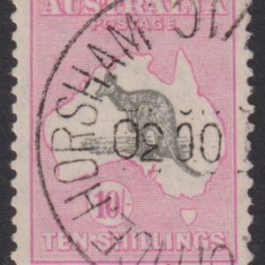 AUSTRALIA  Roos - 1929 SM Wmk 10/- GREY & PINK  SG 112 GU Cv $750 [F0469]