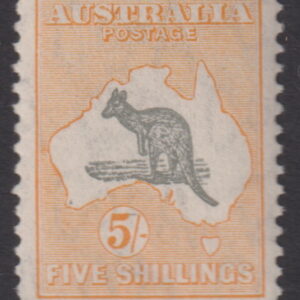 AUSTRALIA  Roos 1932 SM Wmk 5/- GREY & YELLOW-BUFF SG 135 MNH Cv $1,750 [F0473]