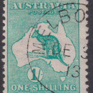 AUSTRALIA  Roos - 1913 1st Wmk 1/- GREEN  SG 11 CTO Cv $100 [F0484]