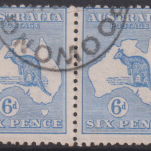 AUSTRALIA  Roos - 1913 1st Wmk 6d BLUE Variety Pair  SG 9 VFU Cv $400 [F0485]