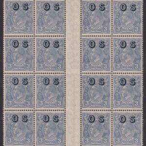 AUSTRALIA KGV 1933 CofA Wmk 3d BLUE OS x12 SG Ø131var MNH Cv $600+ [F0494]