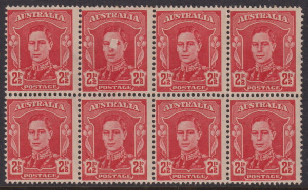 AUSTRALIA   - 1942 KGVI 2d SCARLET 'Printing Flaw'  SG 206 MLH [F0507]