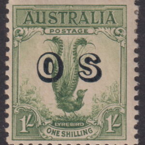 AUSTRALIA  - 1932 1/- YELLOW-GREEN OS  SG Ø136 MH Cv £50 [F0515]