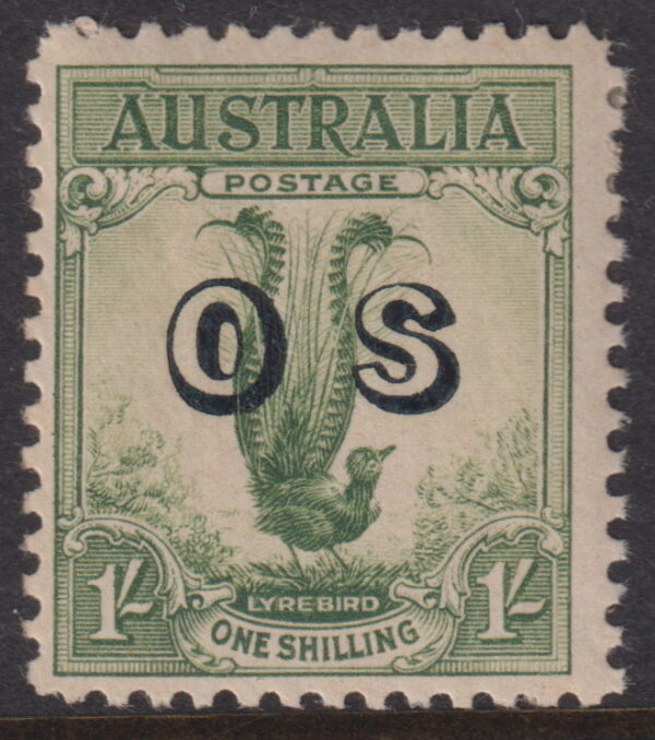 AUSTRALIA  - 1932 1/- YELLOW-GREEN OS  SG Ø136 MH Cv £50 [F0515]
