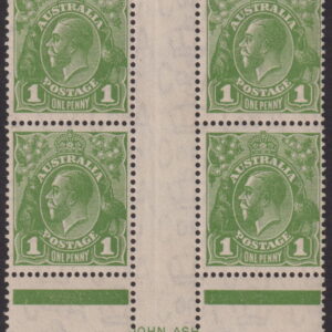AUSTRALIA  KGV - 1931 CofA Wmk 1d GREEN Ash Imprint SG 125 MH Cv $200 [F0530]