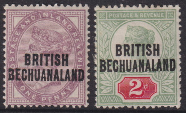 BECHUANALAND 1891 Pair to 2d 'GREY-GREEN & CARMINE'   SG 33/34 MH Cv £28 [F0737]
