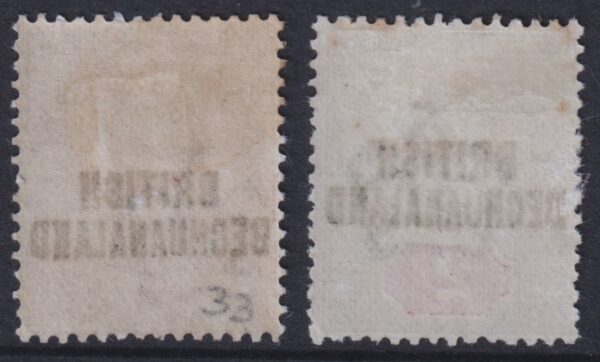 BECHUANALAND 1891 Pair to 2d 'GREY-GREEN & CARMINE'   SG 33/34 MH Cv £28 [F0737]