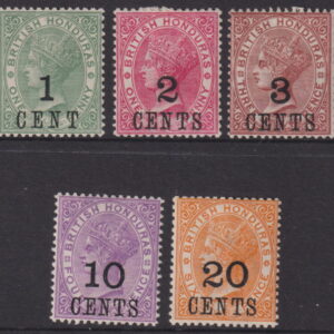 BRITISH HONDURAS - 1888 Set to 20c on 6d 'YELLOW'  SG 36-41 MH Cv £50 [F0756]