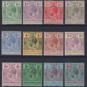 BRITISH SOLOMONs 1922 to 2/6d BLACK & RED (Blue)  SG 39/50CA MLH Cv £75 [F0768]
