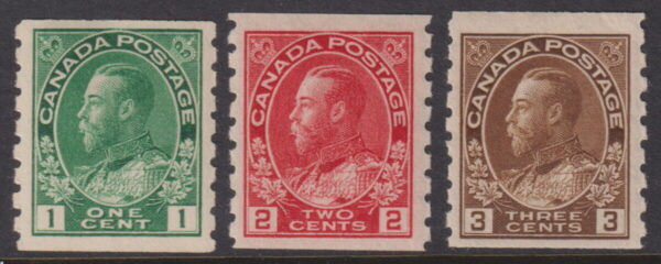 CANADA - 1912 Set to 3d 'BROWN'  SG 220/224 MVLH Cv £60 [F0787]