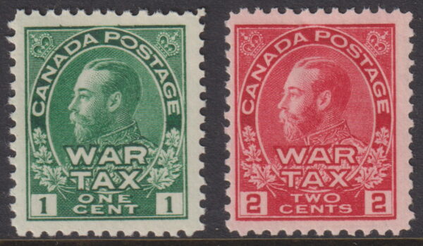CANADA - 1915 2c 'CARMINE RED' War Tax  SG 228-229 MVLH Cv £35 [F0790]